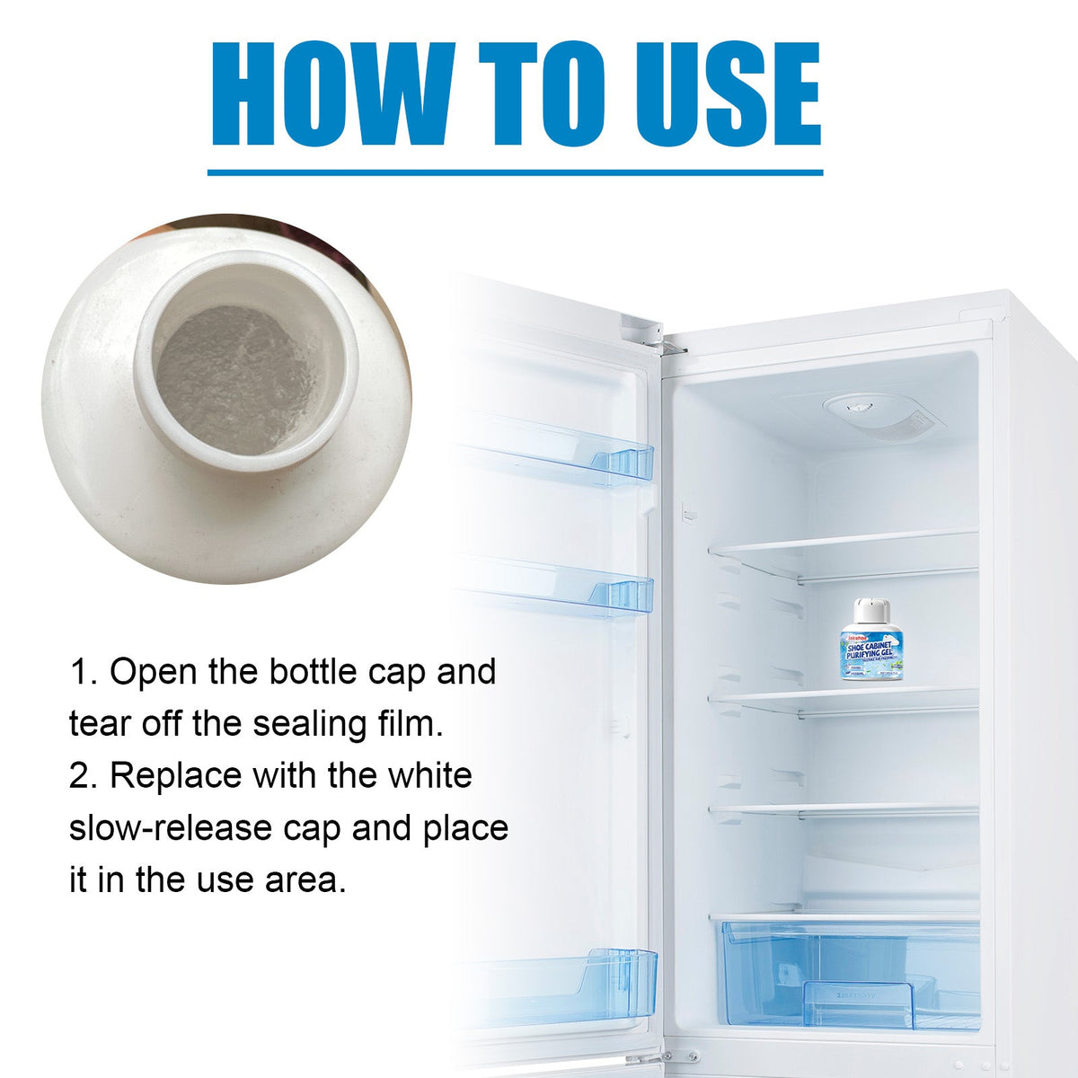 Refrigerator Deodorizer Purifying Gel, Indoor Refrigerator Deodorization Purification Fresh-Keeping Anti-Channeling Clean Odor
