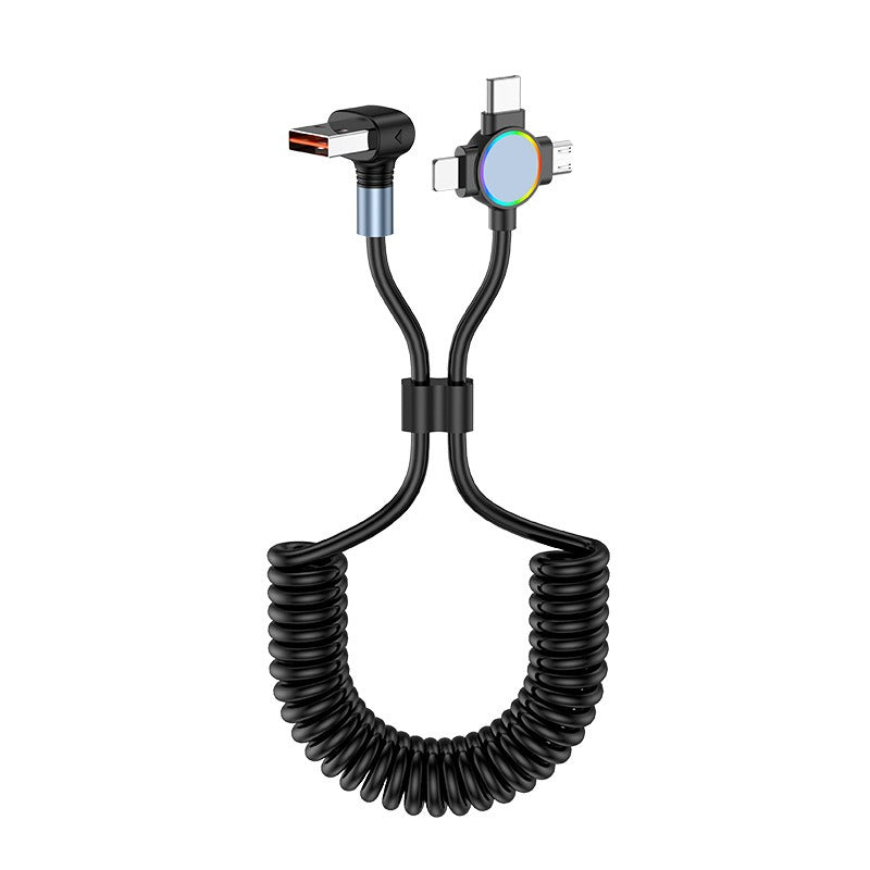 Three in one spring data cable suitable for Huawei Apple 15 Android Carplay streaming light car retractable fast charging cable - V.I.P Digital Presence