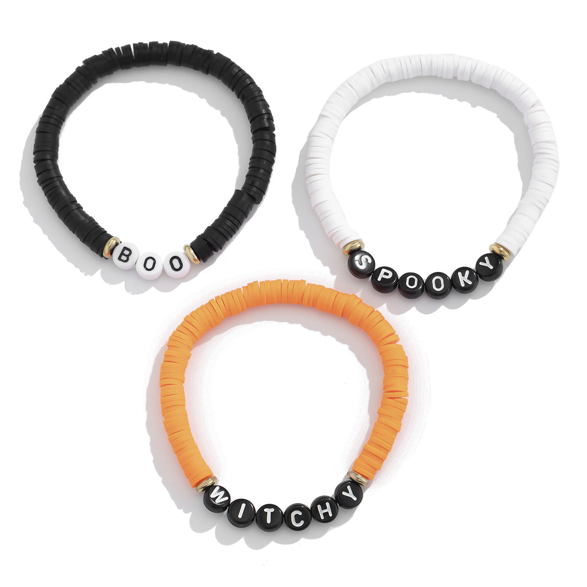 Halloween Soft Ceramic Elastic Bracelet Set Dark Wind Pumpkin Head Letter Bracelet