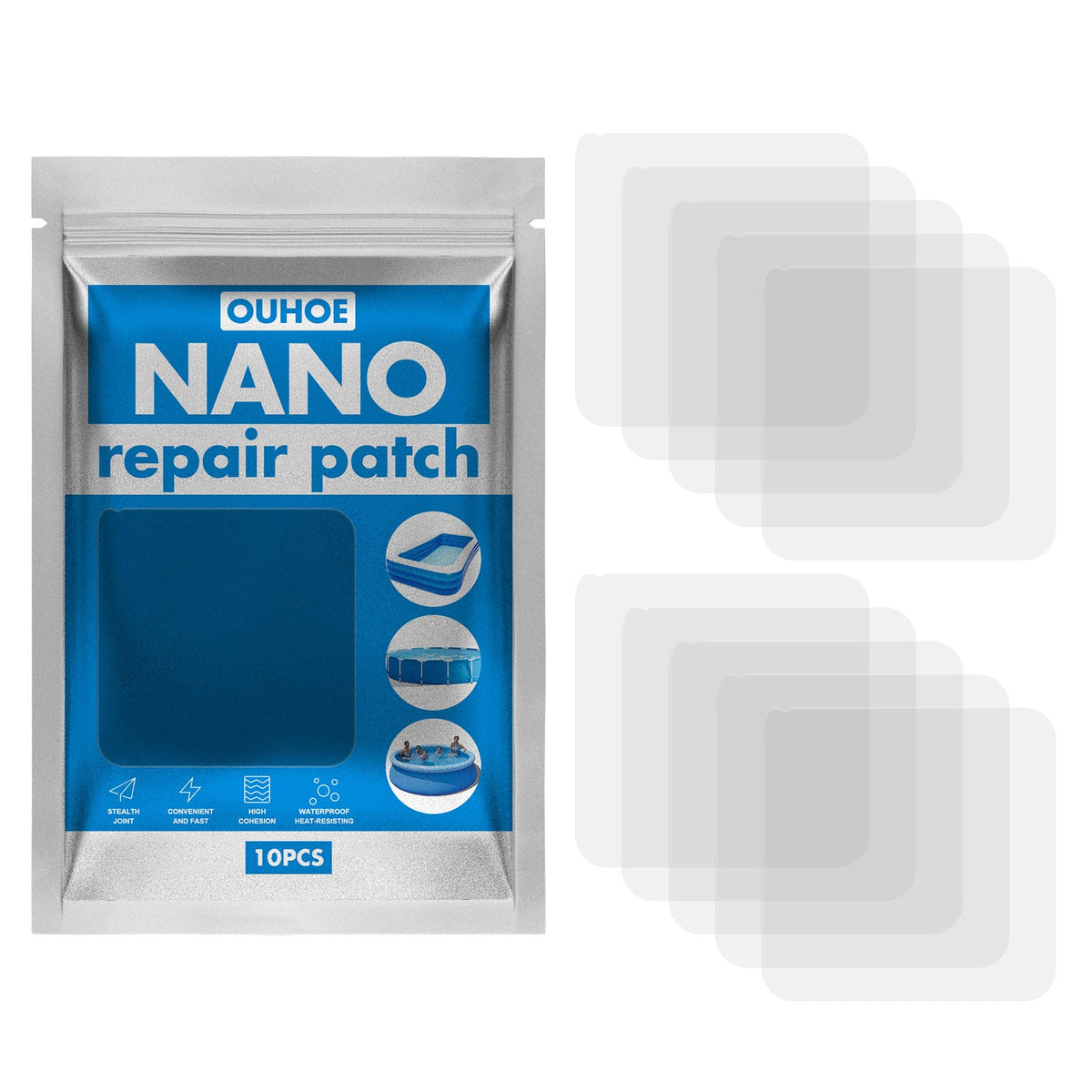 Nano Repair Patch, Pool Water Pad Tent Waterproof Supplementary Air Swimming Circle Special Repair Glue Paste