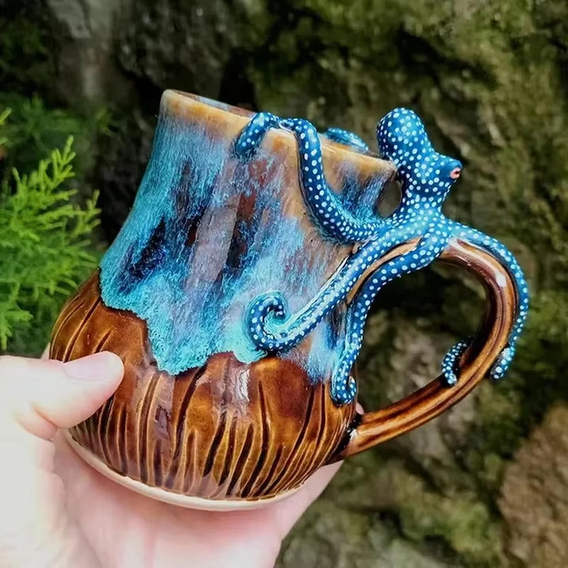 Handmade Deep Blue Octopus Mug. For Hot & Cold Drinks - V.I.P Digital Presence