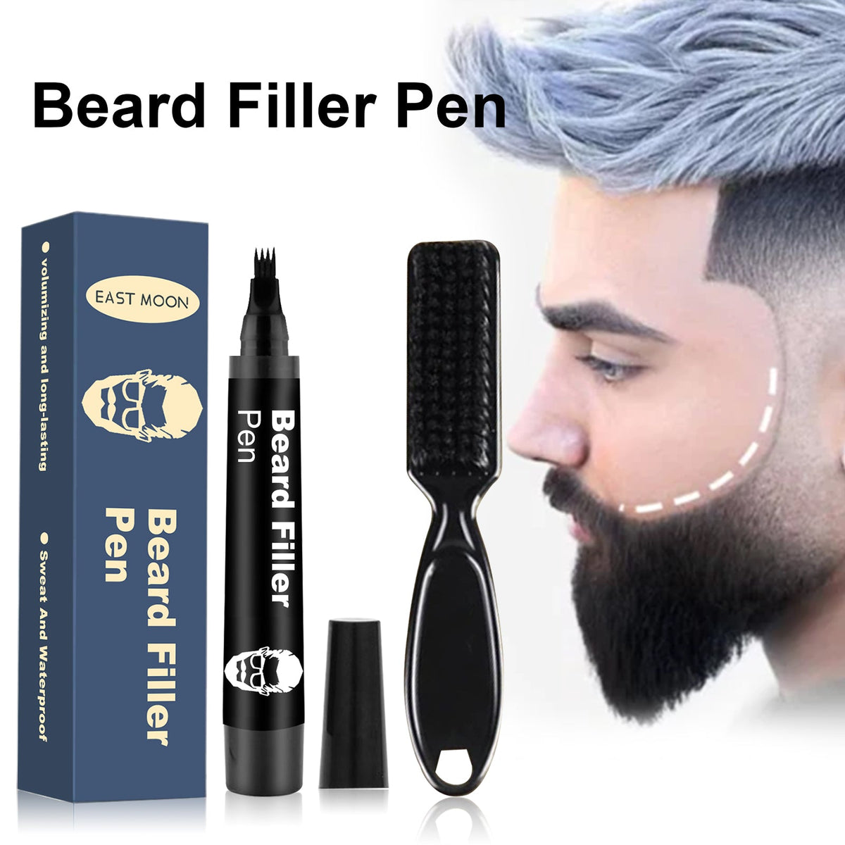 Beard Filler Pen, Detachable And Easy-To-Use Filler Pens Make It Easy To Create A Bushy Beard Hairline