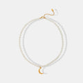 Pearl Titanium Steel Moon Shape Pendant Necklace - V.I.P Digital Presence