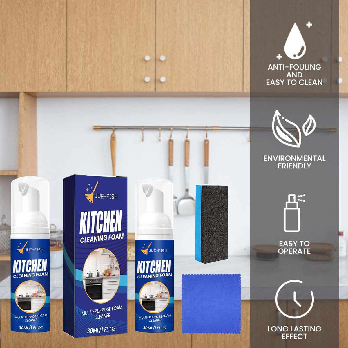 Kitchen Foam Cleaner, Stove Hood Oil Cleaning Clean Heavy Oil Foam Cleaner