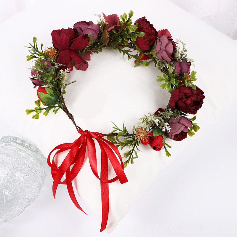 Korean style flower garland headwear, fresh flower crown, fashion show, dance party, flower crown, vacation, countryside props,