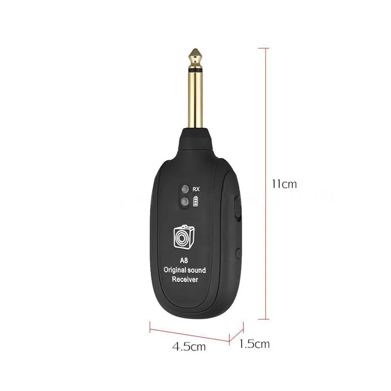 UHF Guitar Wireless System Transmitter Receiver Built-in Rechargeable Built- in Rechargeable wireless guitar transmitter