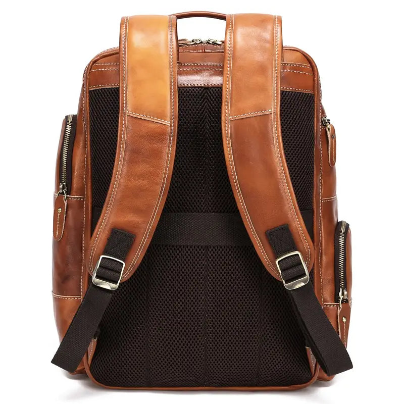Zipper Leather Backpack For Business And Daily Use