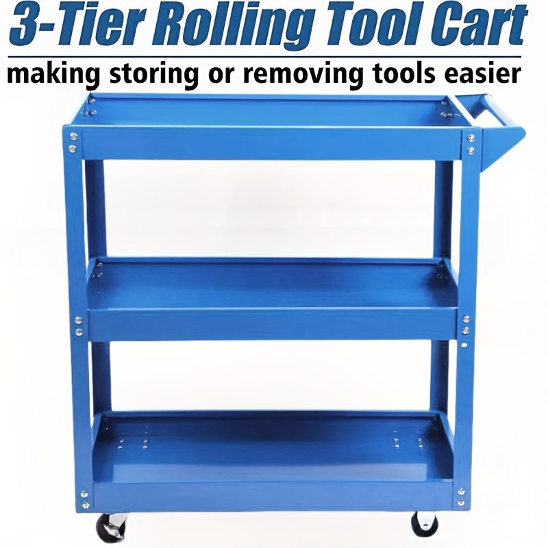 3-Tier Rolling Tool Cart with Wheels, Steel Utility Storage Cart