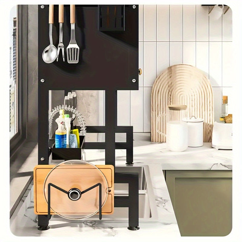 Over Sink Dish Drying Rack 1 Tier Kitchen Organizer Dustproof Storage Shelf