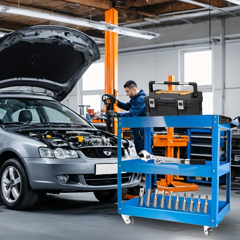 3-Tier Rolling Tool Cart with Wheels, Steel Utility Storage Cart