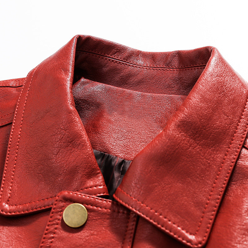 Leather Jacket Men And Women Special-interest Fashion Brand Sweet Cool Hot Girl Cropped Leather Coat