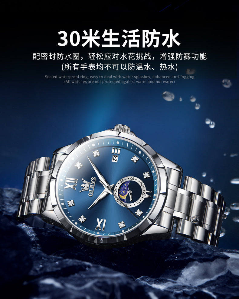 Stylish Mens Diamond-encrusted Calendar Quartz Watch A Classic Timepiece For The Modern Businessman