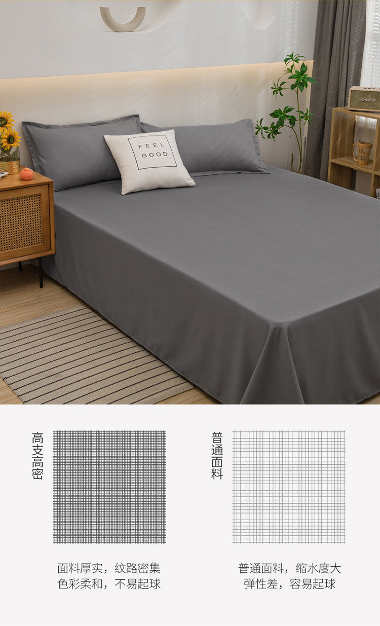 Bed Sheet Solid Color Skin-Friendly Cotton Bed Sheet Single-Piece School Dormitory Quilt Single Household Double Bed Sheet Pillowcase Three-Piece Set