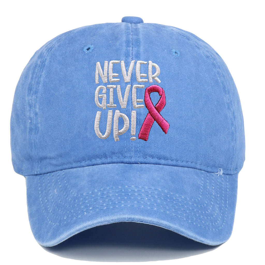 Breast Ribbon Embroidered Peaked Cap Baseball