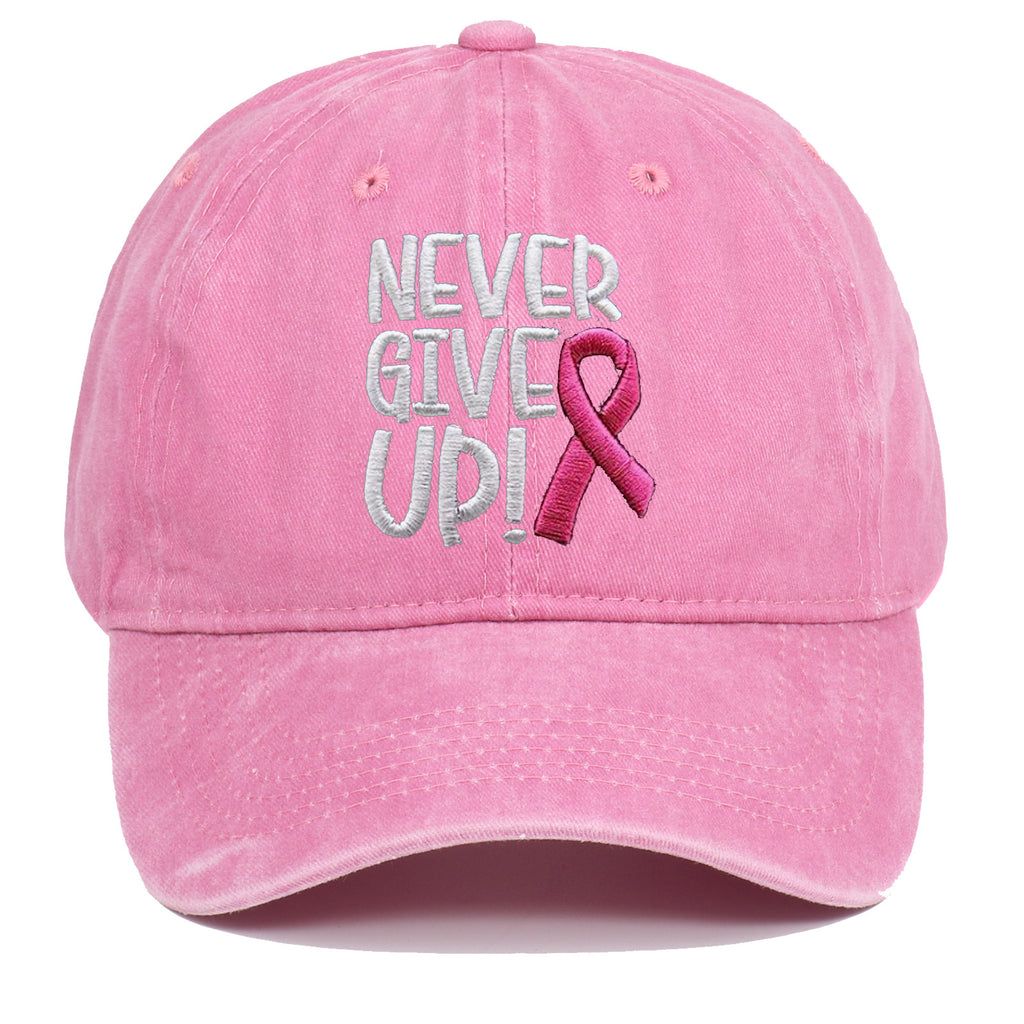 Breast Ribbon Embroidered Peaked Cap Baseball