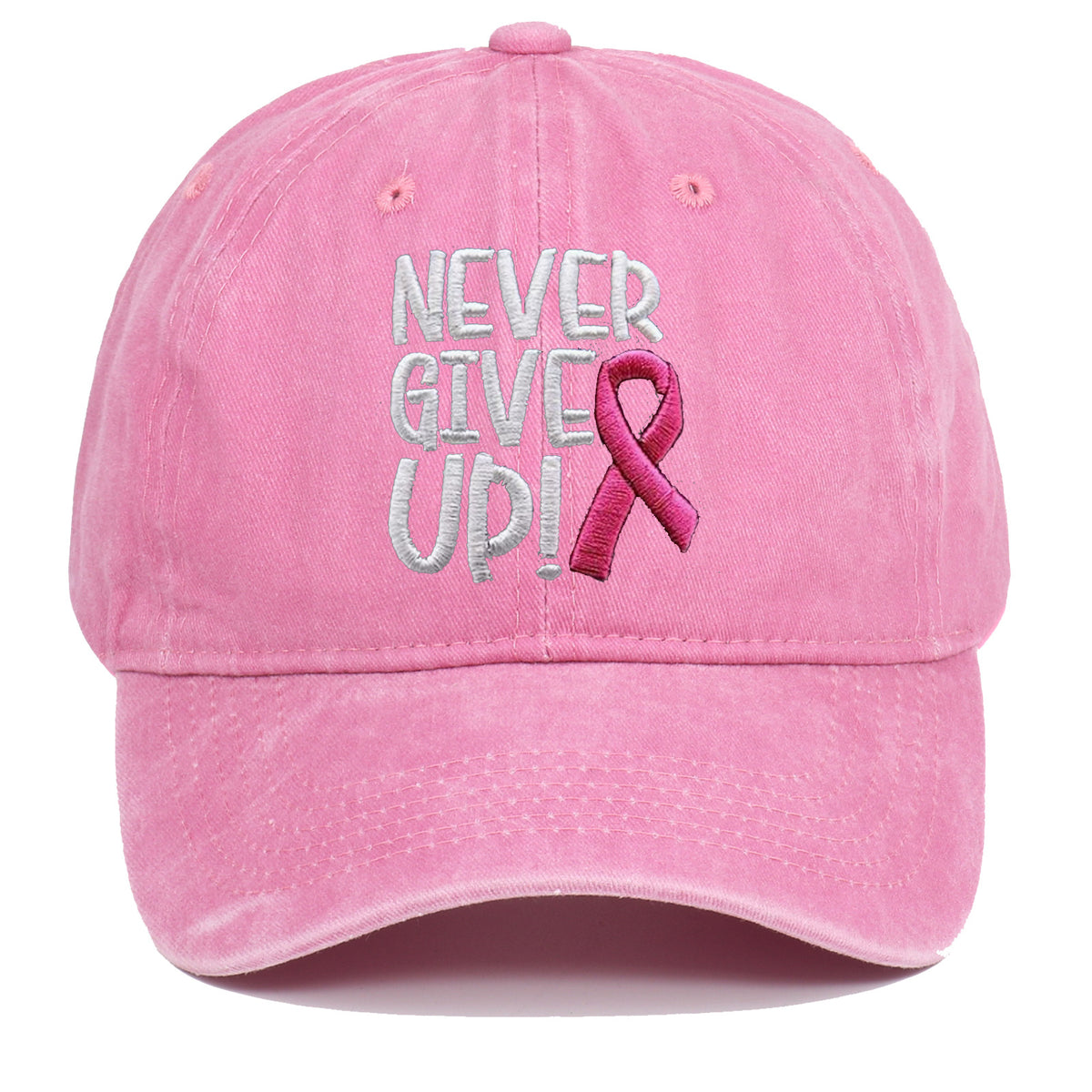 Breast Ribbon Embroidered Peaked Cap Baseball