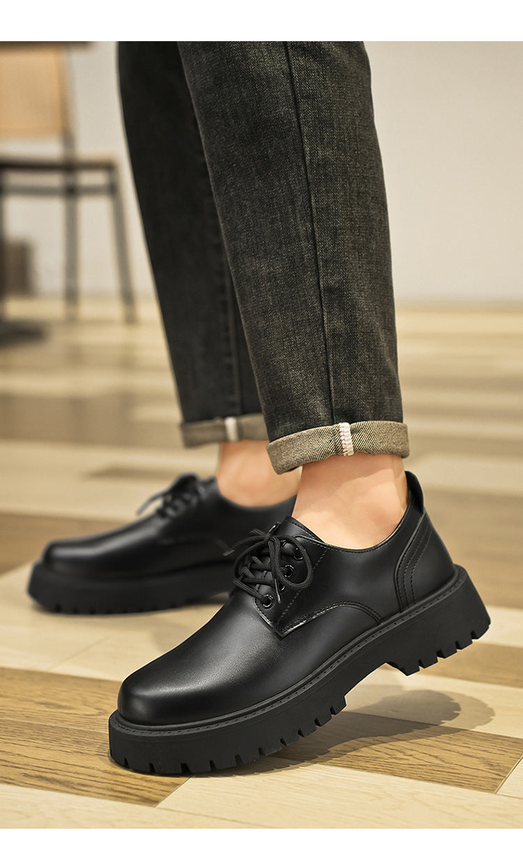 Mens Business Waterproof Black Leather Shoes
