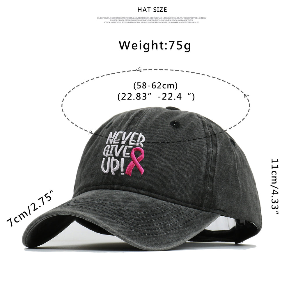 Breast Ribbon Embroidered Peaked Cap Baseball