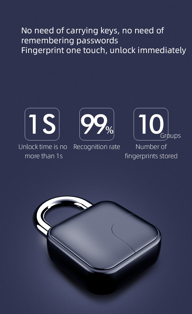 Smart Fingerprint Padlock Bluetooth Dorm Anti-theft Lock Remote