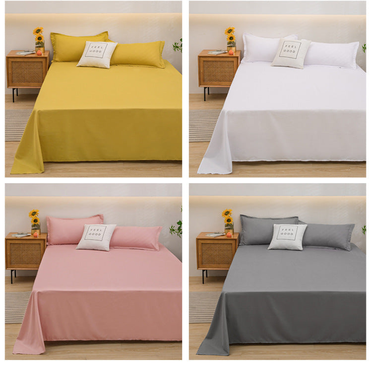 Bed Sheet Solid Color Skin-Friendly Cotton Bed Sheet Single-Piece School Dormitory Quilt Single Household Double Bed Sheet Pillowcase Three-Piece Set