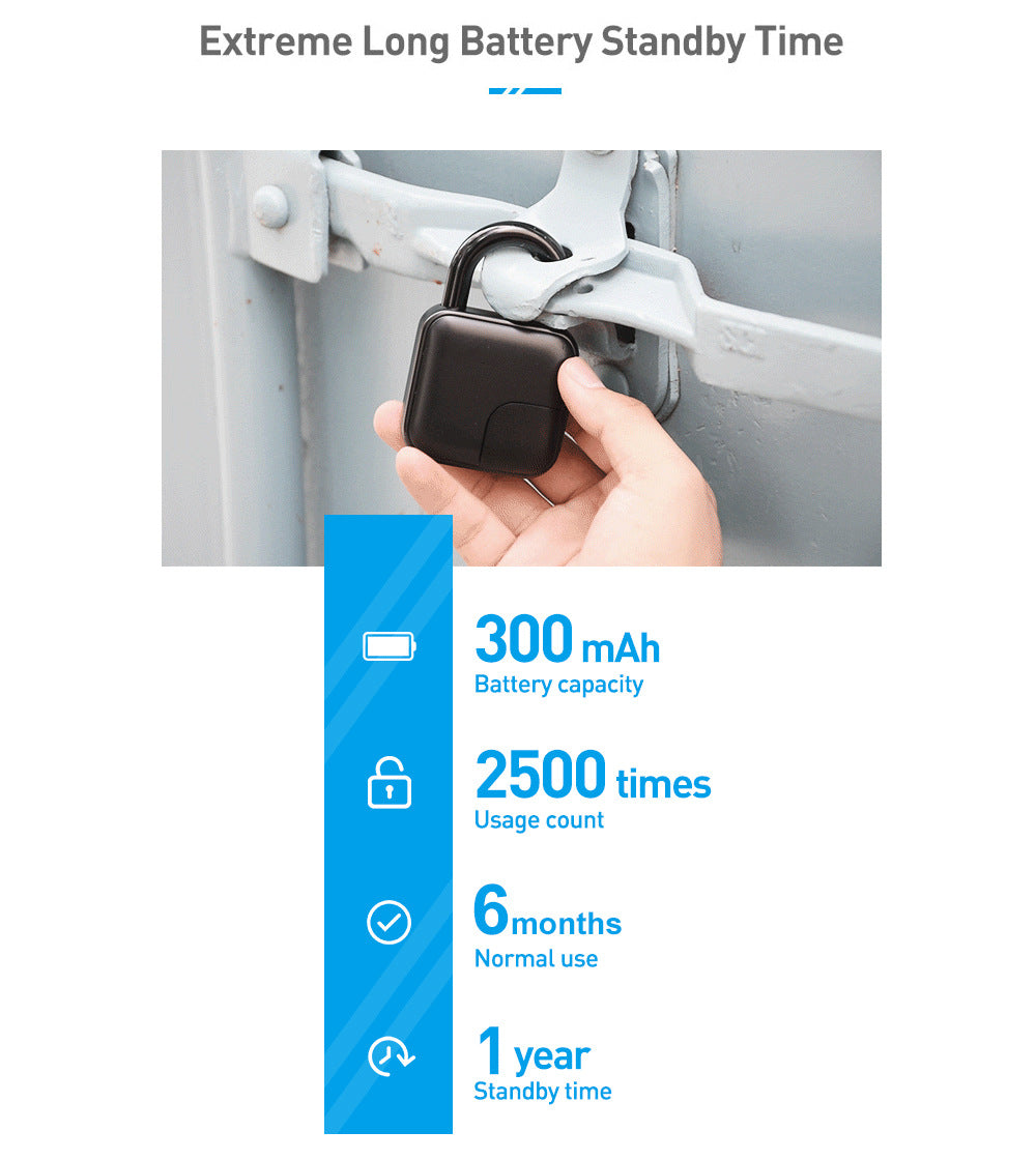 Smart Fingerprint Padlock Bluetooth Dorm Anti-theft Lock Remote