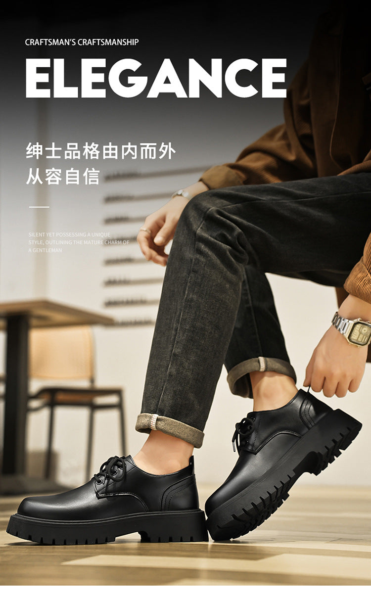 Mens Business Waterproof Black Leather Shoes