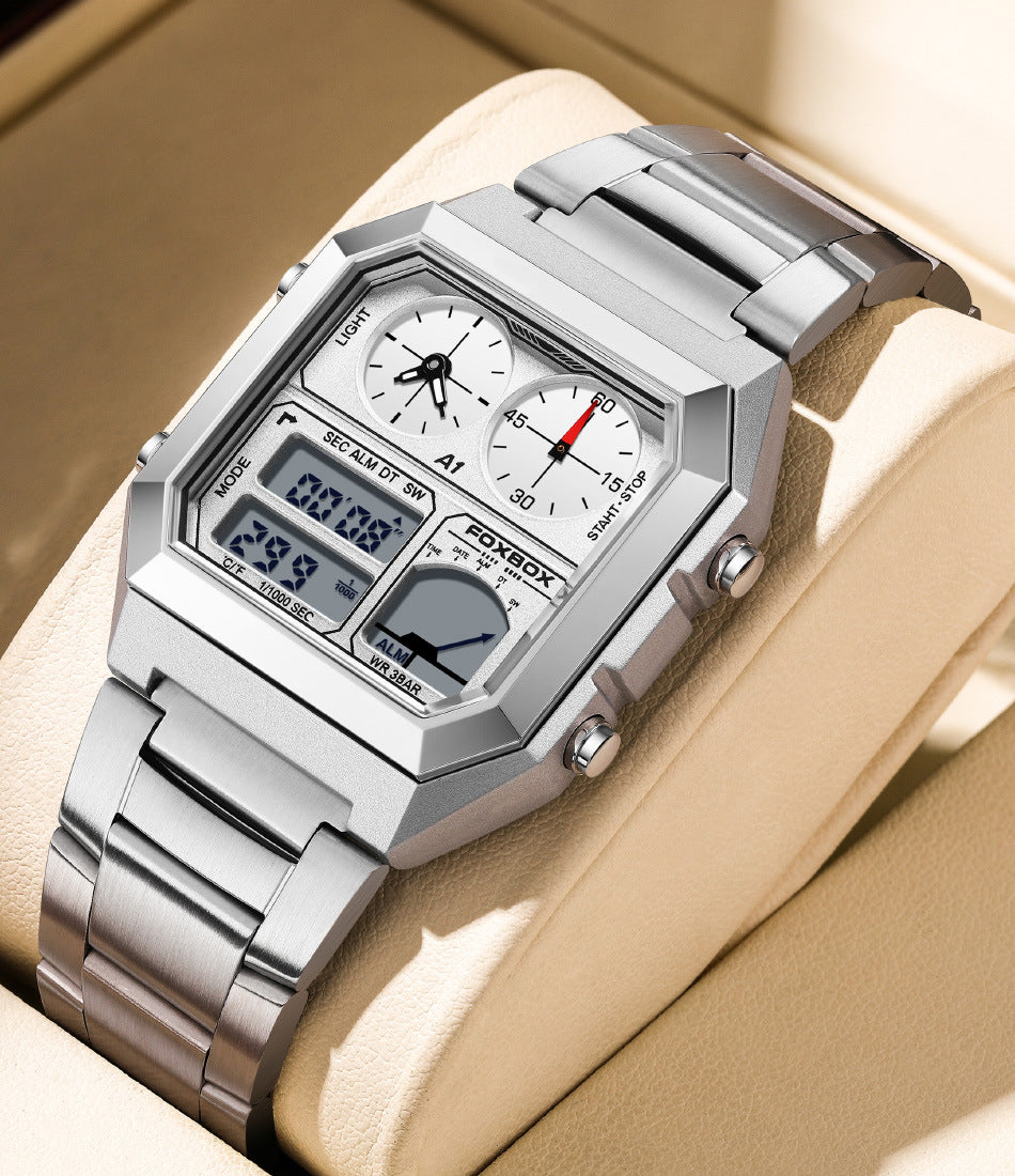 Dual Display Multifunctional Waterproof Alarm Clock Luminous Sports Chronographe Watch