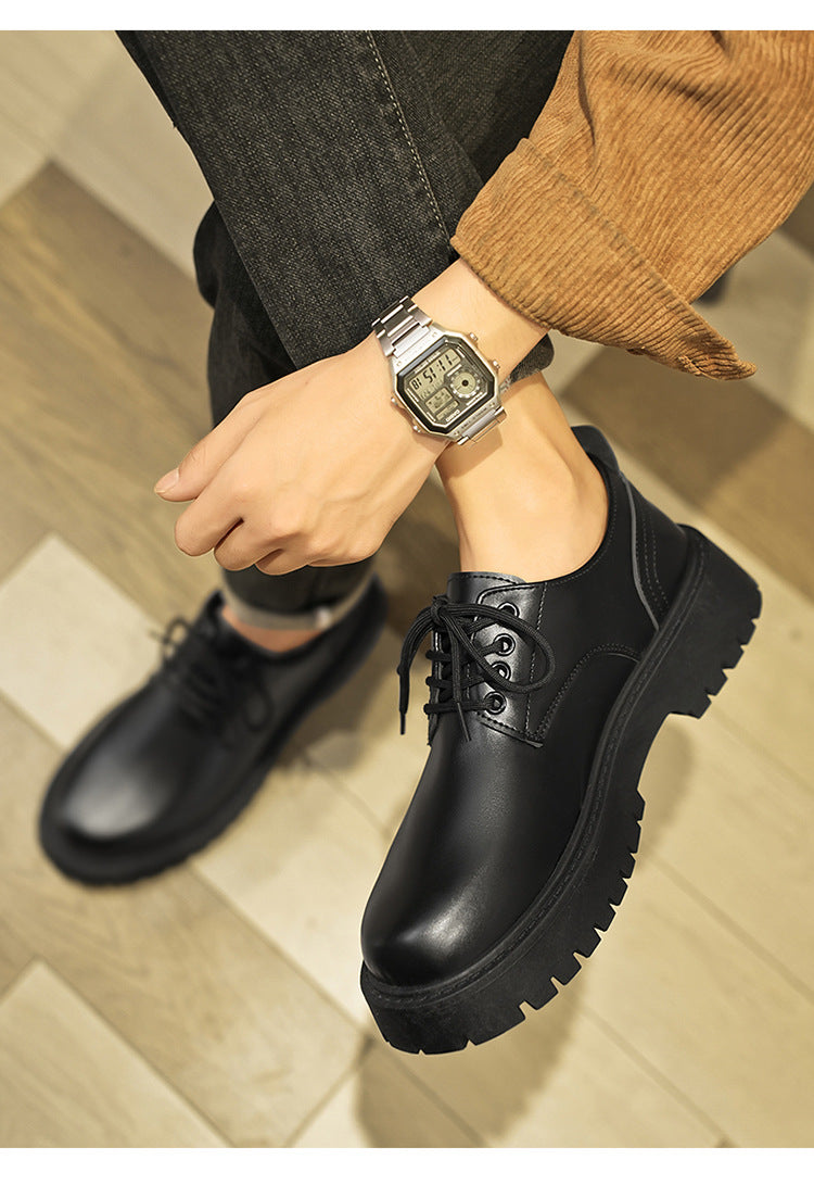 Mens Business Waterproof Black Leather Shoes