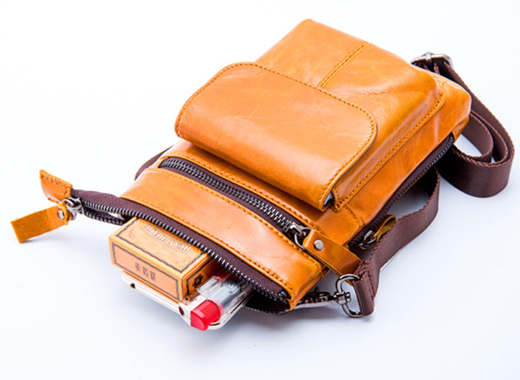 Men's Leather Pocket Multifunctional Small Bag Outdoor Sports One-shoulder