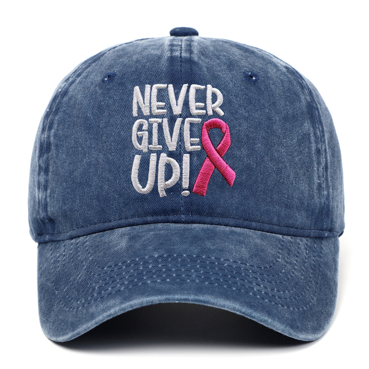 Breast Ribbon Embroidered Peaked Cap Baseball