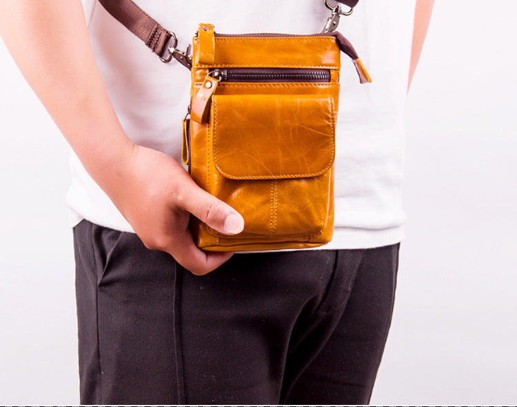 Men's Leather Pocket Multifunctional Small Bag Outdoor Sports One-shoulder