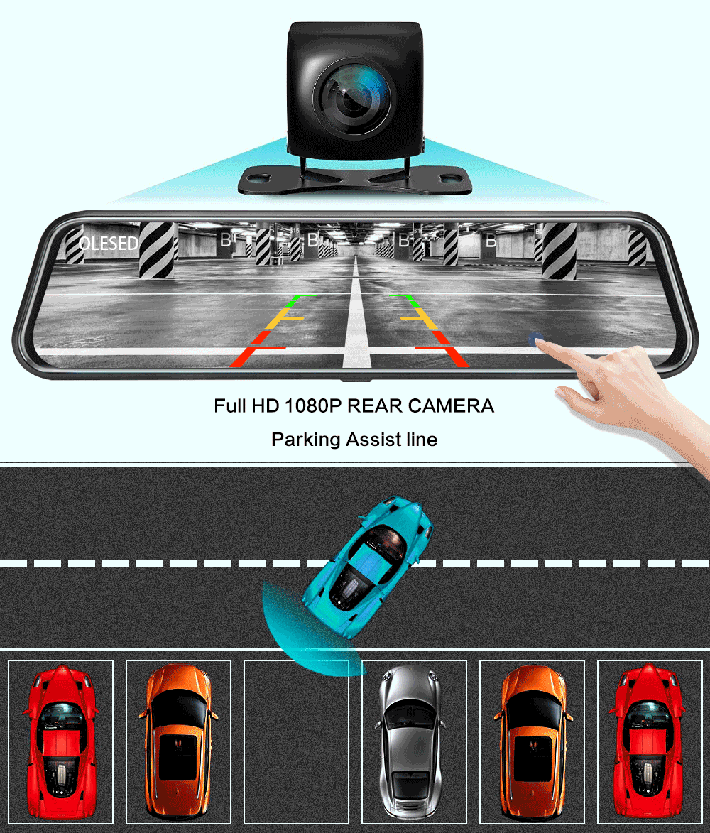Front and Rear Dual Recording Rear View Mirror Dash Cam