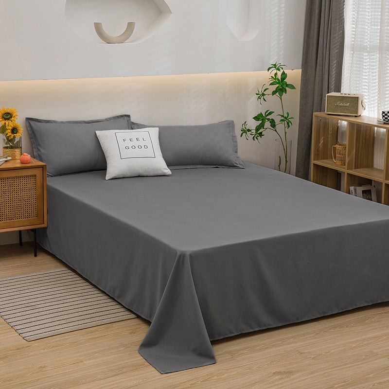 Bed Sheet Solid Color Skin-Friendly Cotton Bed Sheet Single-Piece School Dormitory Quilt Single Household Double Bed Sheet Pillowcase Three-Piece Set