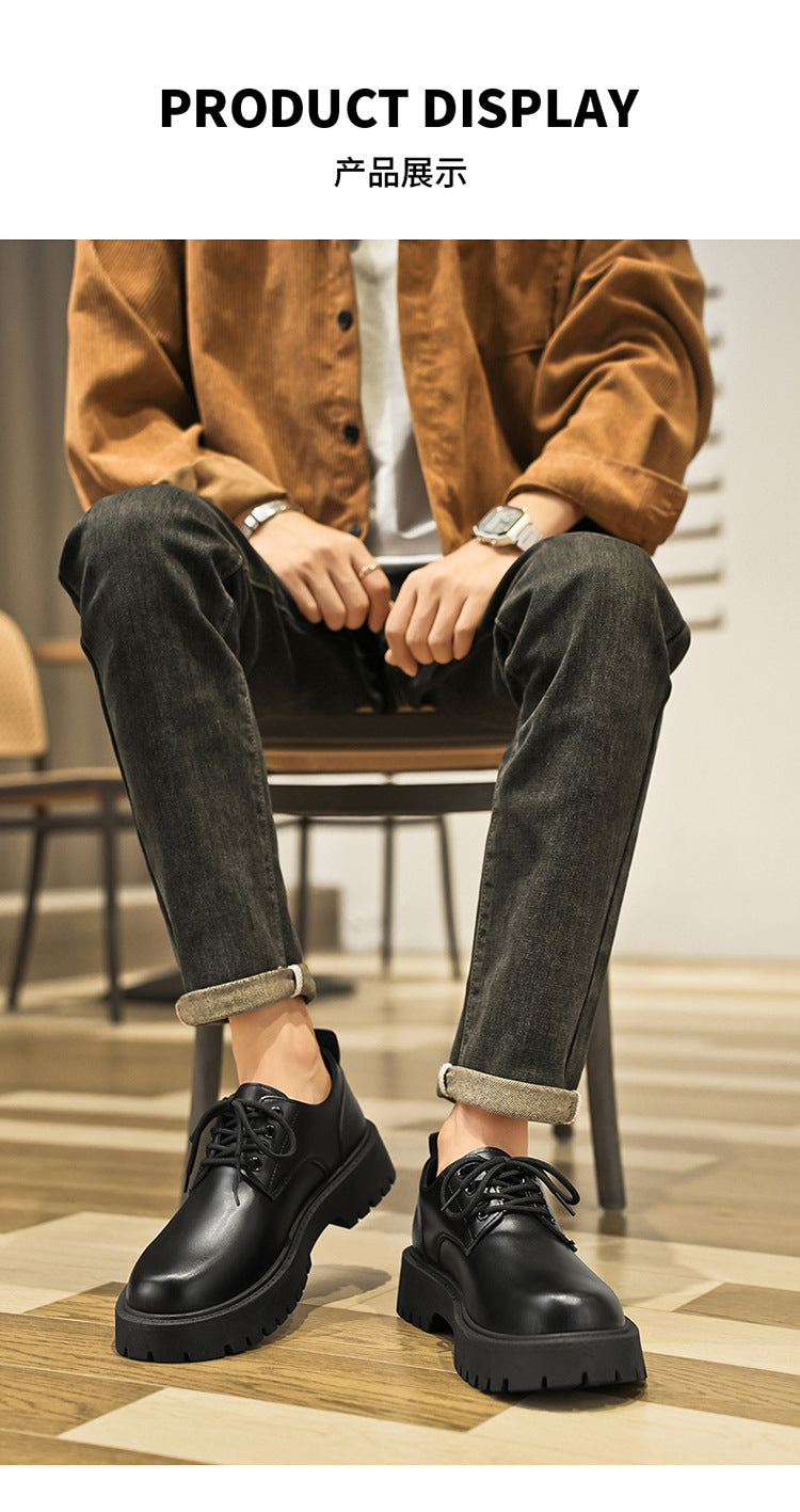 Mens Business Waterproof Black Leather Shoes
