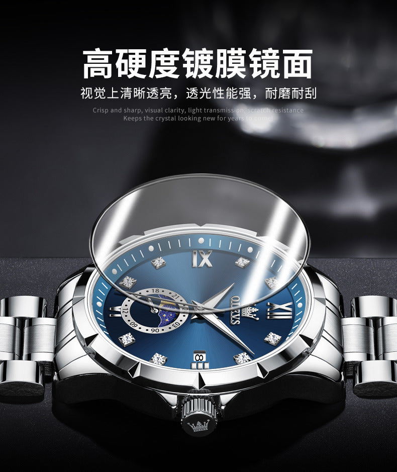 Stylish Mens Diamond-encrusted Calendar Quartz Watch A Classic Timepiece For The Modern Businessman