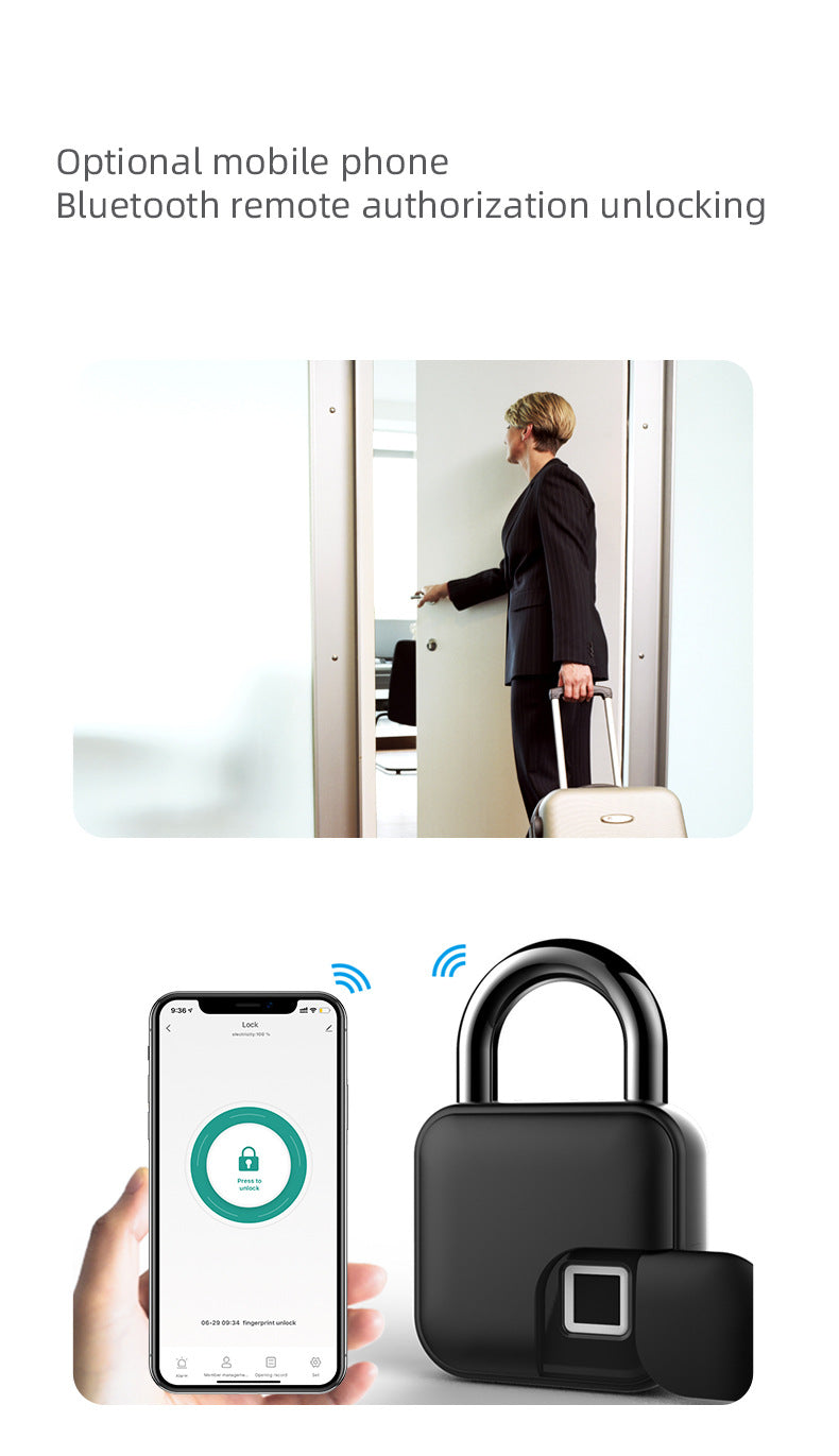 Smart Fingerprint Padlock Bluetooth Dorm Anti-theft Lock Remote