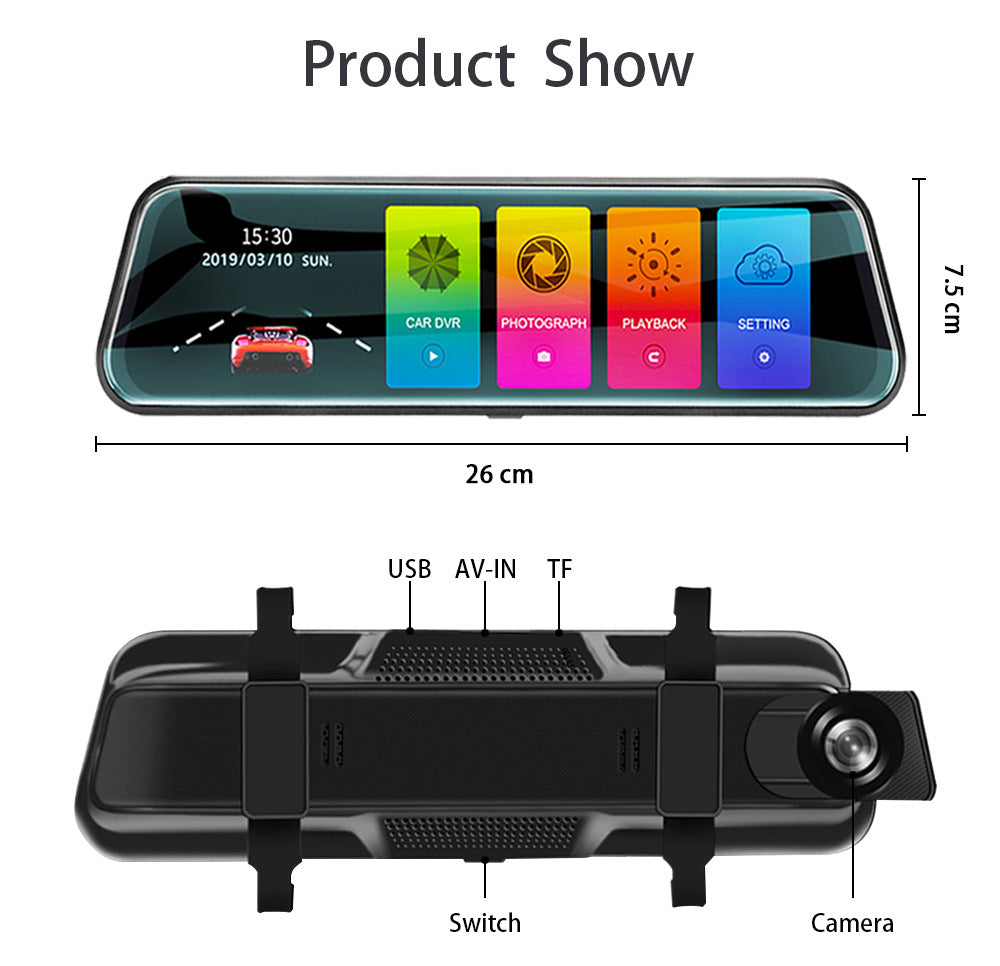 Front and Rear Dual Recording Rear View Mirror Dash Cam