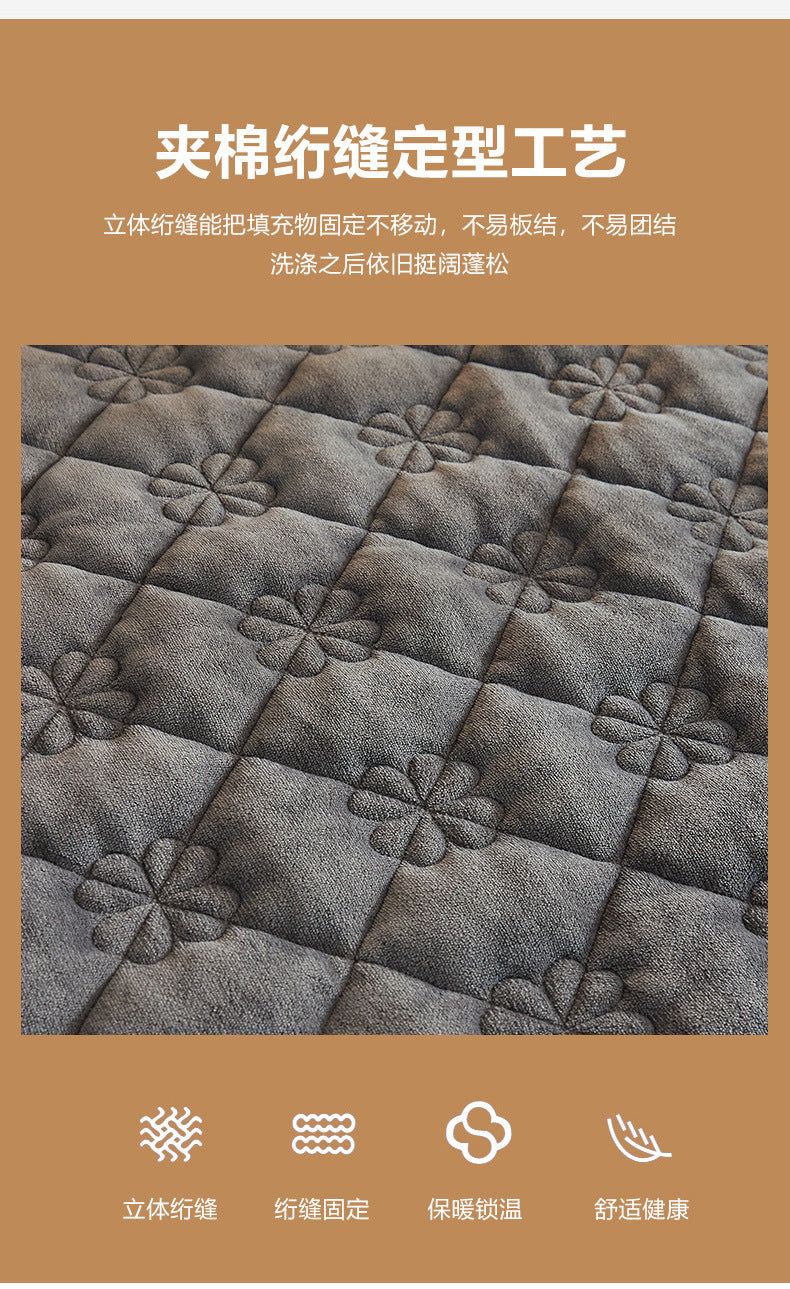 Milk Velvet Quilted Bed Sheet Single Piece Winter Thickened Coral Flannel Bed Cover Three-piece Set Mattress Protector Sheet