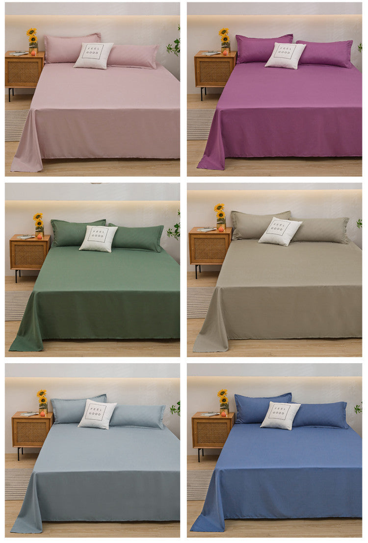 Bed Sheet Solid Color Skin-Friendly Cotton Bed Sheet Single-Piece School Dormitory Quilt Single Household Double Bed Sheet Pillowcase Three-Piece Set