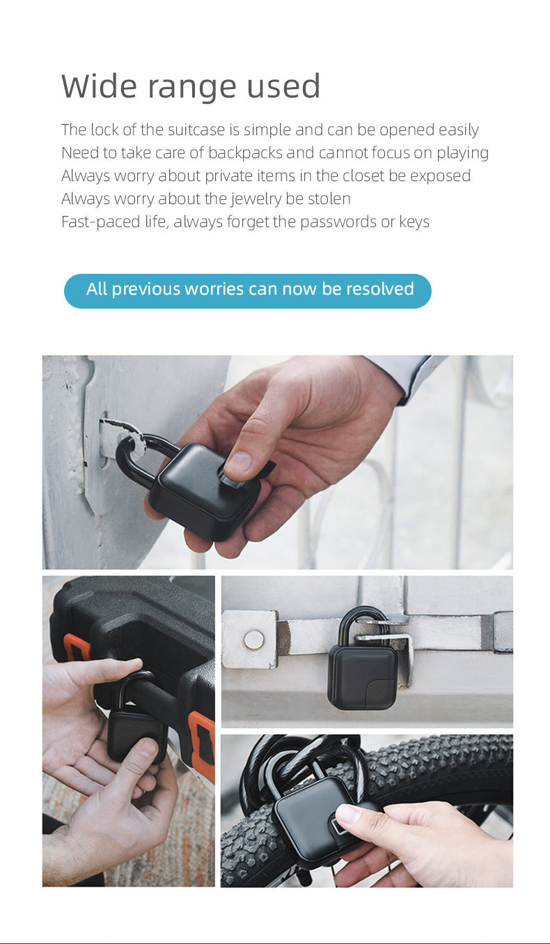 Smart Fingerprint Padlock Bluetooth Dorm Anti-theft Lock Remote