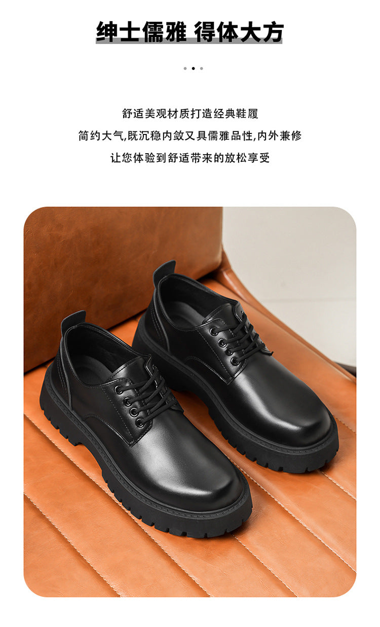 Mens Business Waterproof Black Leather Shoes