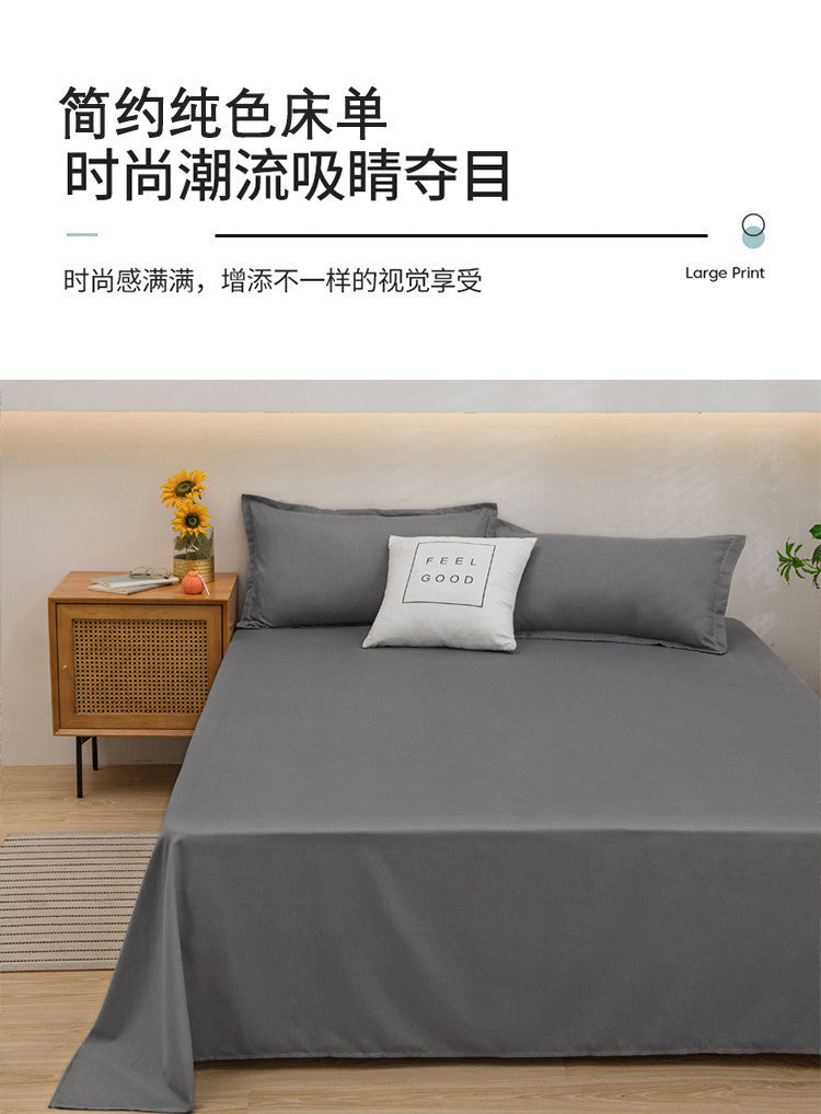 Bed Sheet Solid Color Skin-Friendly Cotton Bed Sheet Single-Piece School Dormitory Quilt Single Household Double Bed Sheet Pillowcase Three-Piece Set