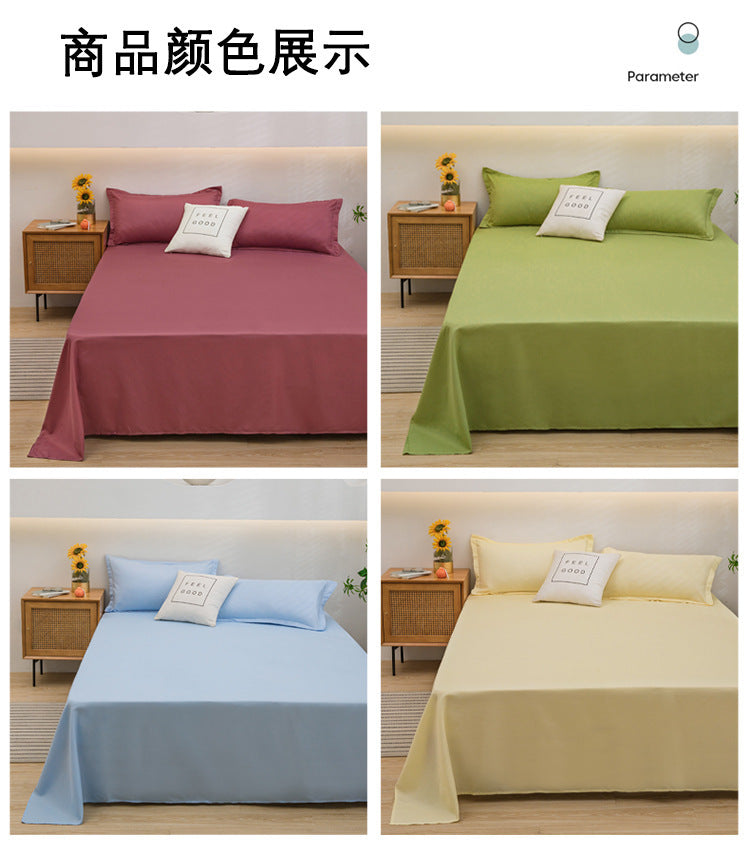 Bed Sheet Solid Color Skin-Friendly Cotton Bed Sheet Single-Piece School Dormitory Quilt Single Household Double Bed Sheet Pillowcase Three-Piece Set