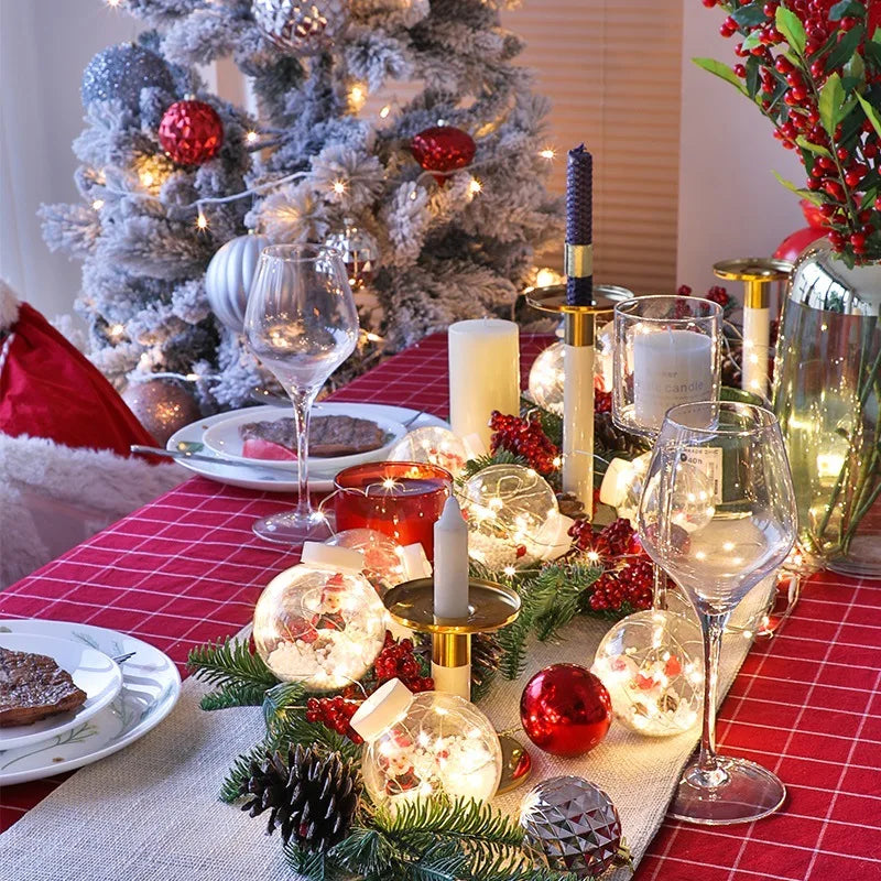 10PCS LED Christmas Curtain Lamp Fairy Snowman Wishing Ball Lamp String Christmas Window Decoration Christmas Light Room