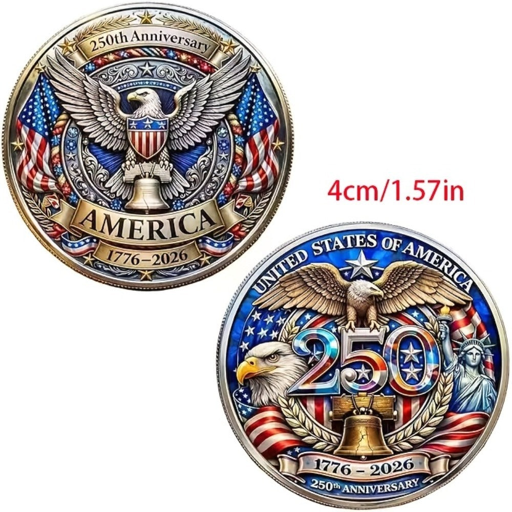 US 250th Anniversary Commemorative Coins 1776-2026 Set of 10 – America 250 Collectible Coins with Dual Historical Patterns — 