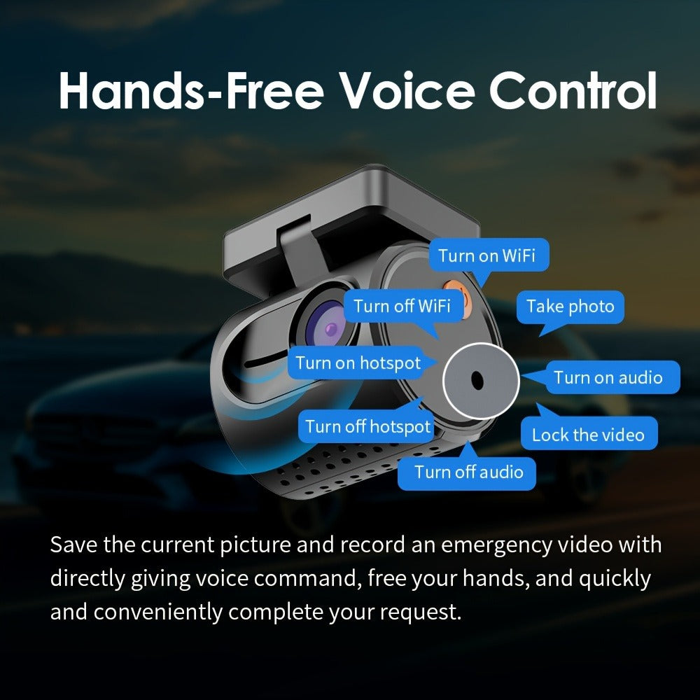 KAWA Mini 3 2K Dash Cam – 1296P QHD WiFi APP & Voice Control, Super Capacitor, Color Night Vision, WDR, Loop Recording, 24H P