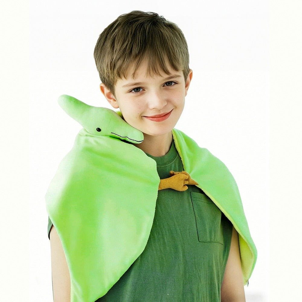 Pterodactyl Plush Cape for Kids 38 Inch Wearable Dinosaur Stuffed Animal Hoodie Cape Blanket Poncho for Halloween Costume Bir