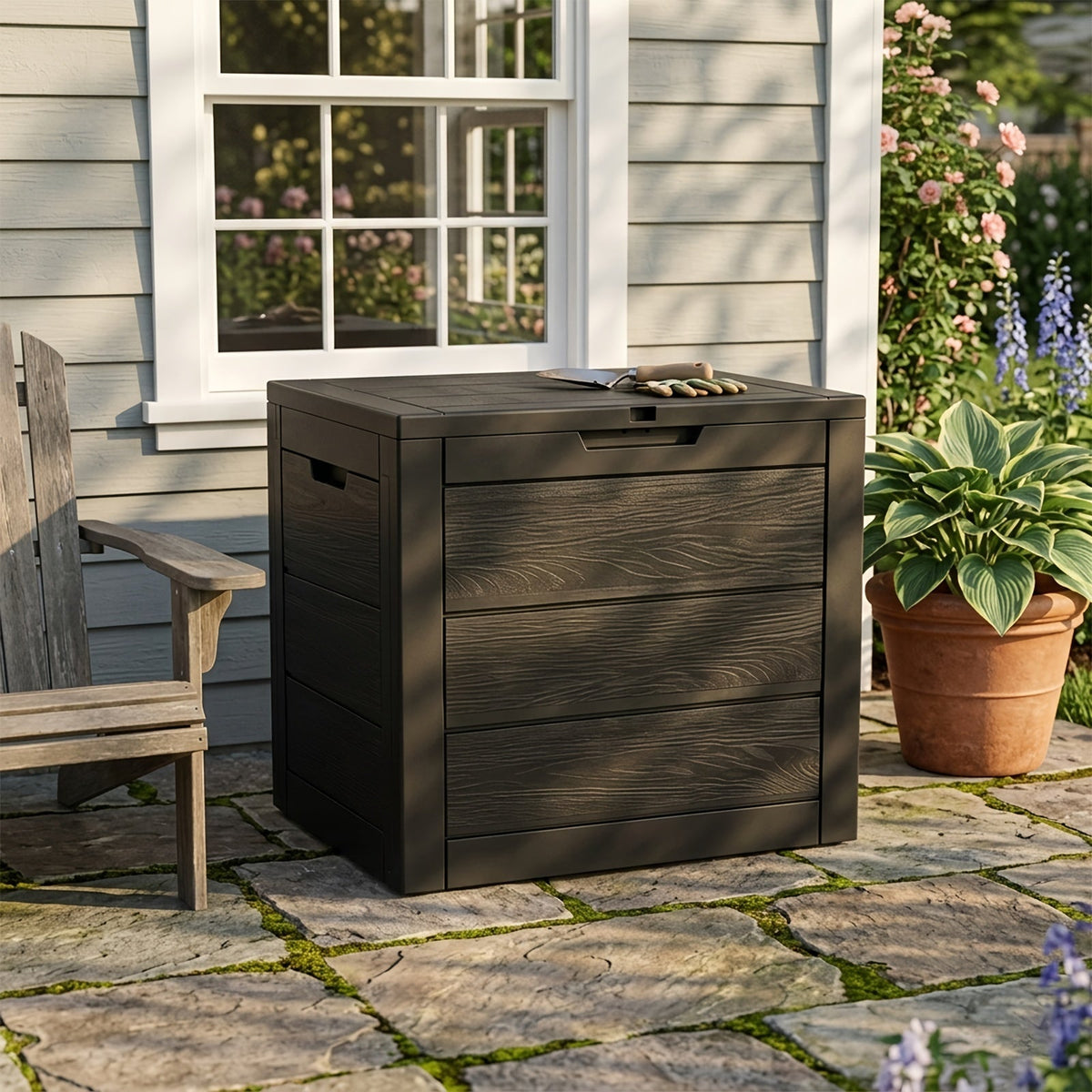 Deck Box Flip Top Resin Secure Lid | Patio Pool Backyard Cushion Garden — image 7