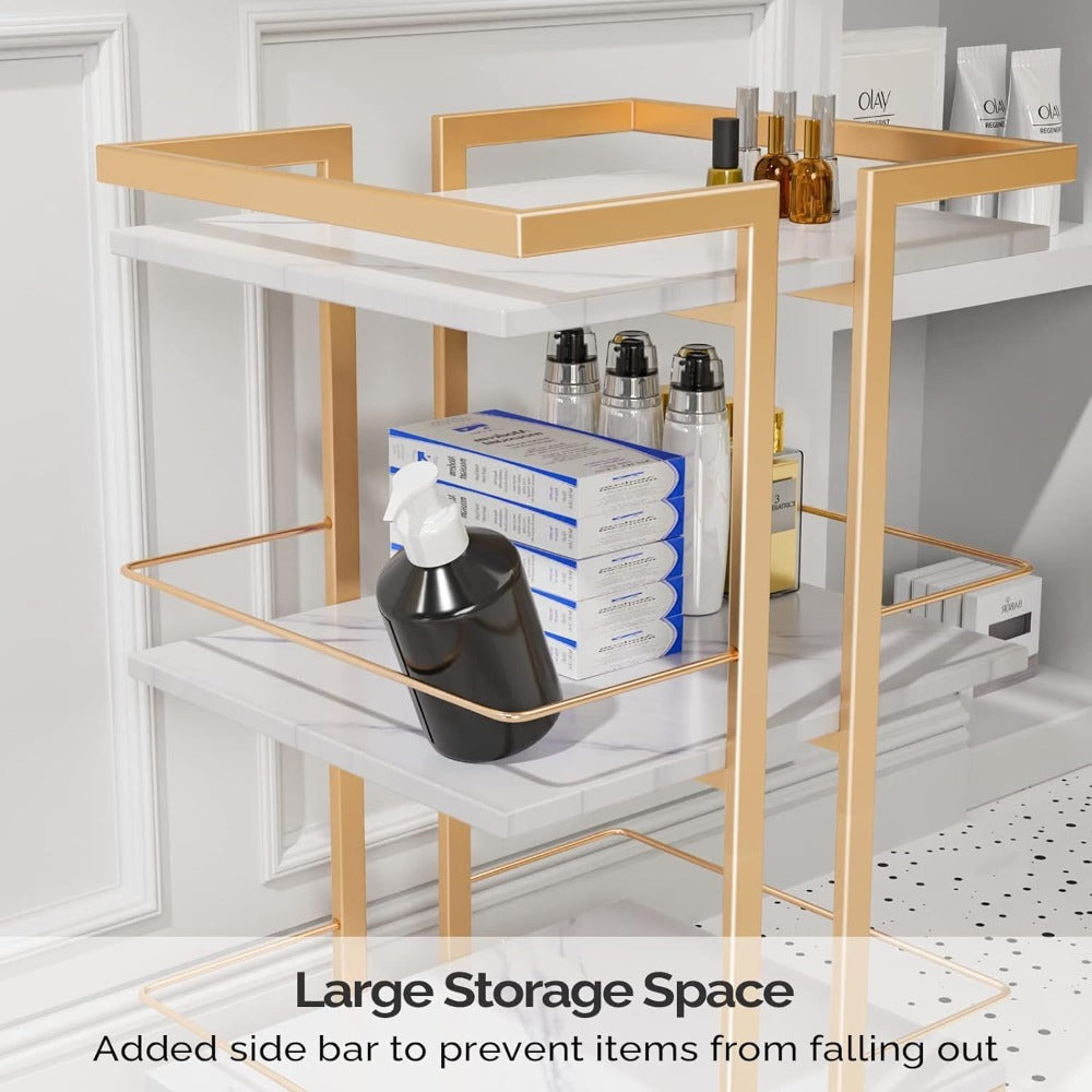 Three-Shelf Rolling Salon Trolley with Side Handles, Locking Casters and Four Color Configurations — image 8