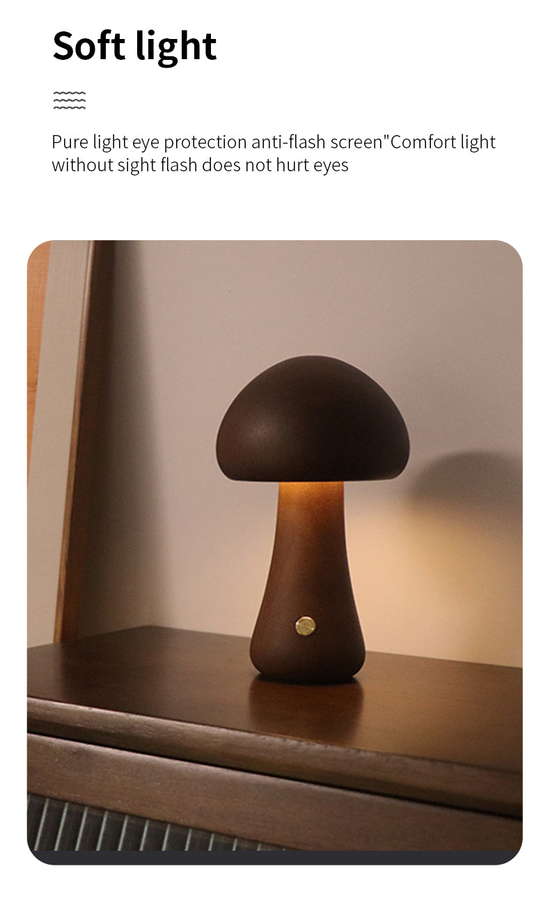 INS Wooden Cute Mushroom LED Night Light With Touch Switch  Bedside Table Lamp For Bedroom Childrens Room Sleeping Night Lamps Home Decor